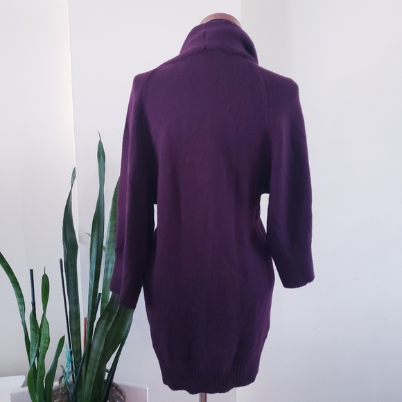 VINCE Knit Wool Blend Open Wrap Long Line Cardigan - Burgundy M - Picture 10 of 12